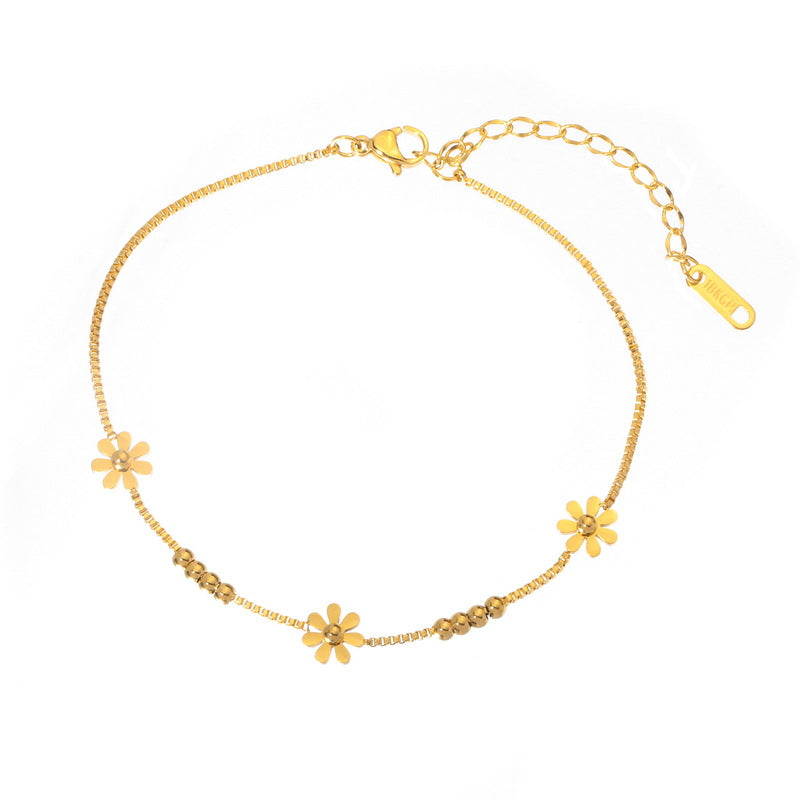 Anklet 18K Gold Exquisite Versatile Simple Sweet Daisy Design