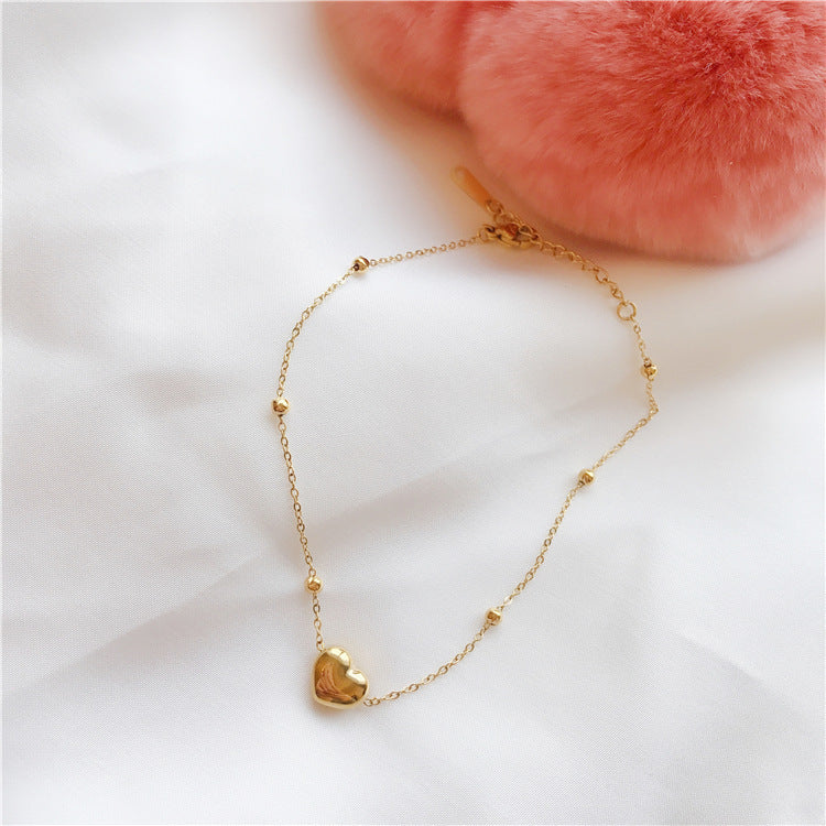 Anklet Gold Peach Heart Love Design Titanium Steel