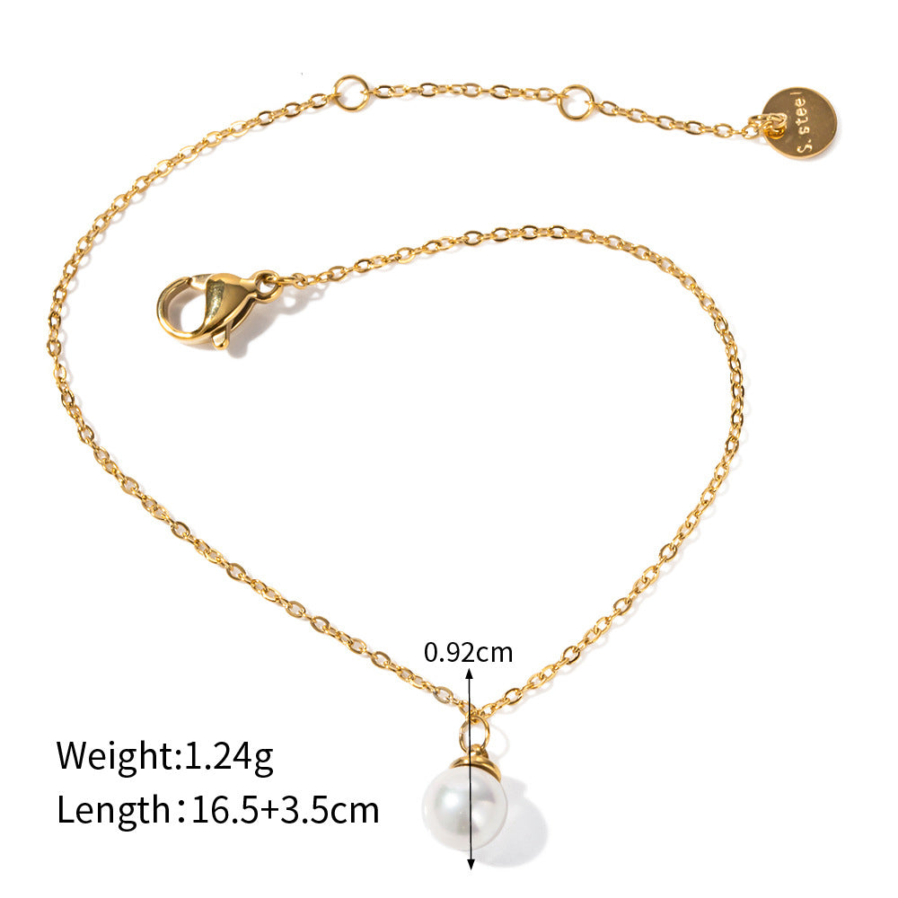 Bracelet 18K Gold Versatile Retro Fashion with Pearl Pendant