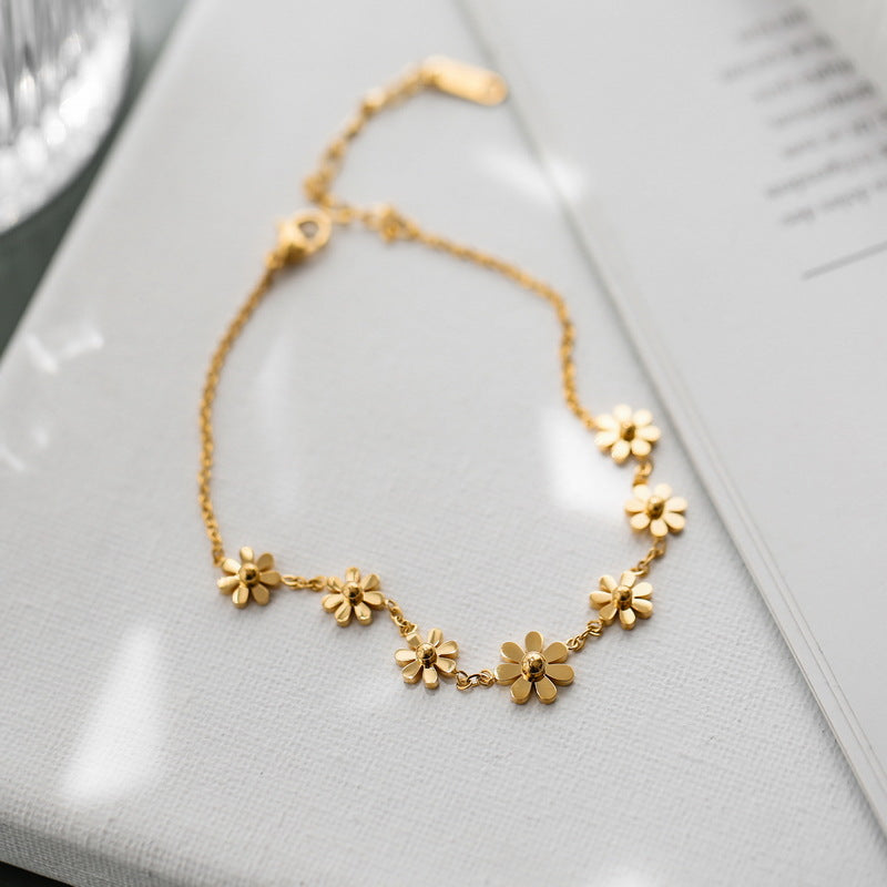 Anklet 18K Gold Exquisite Versatile Simple Sweet Daisy Design