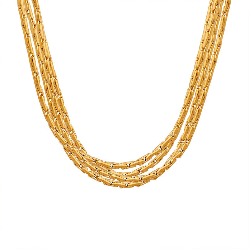 Necklace 18K Gold Thin Chain Multi-layered Design