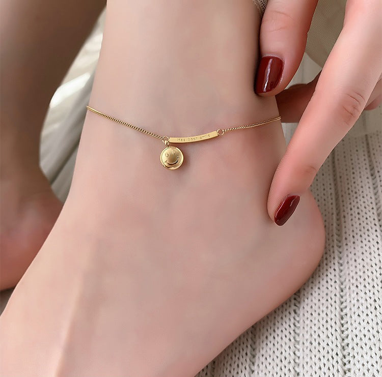 Anklet 18K Gold Fashion Light Luxury  Versatile Smiley Face Design