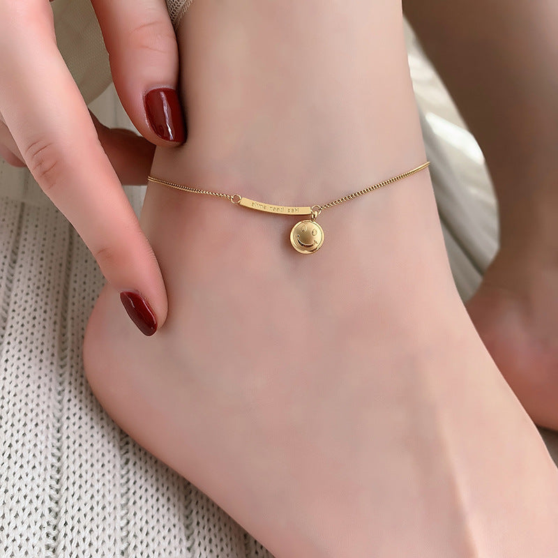 Anklet 18K Gold Fashion Light Luxury  Versatile Smiley Face Design