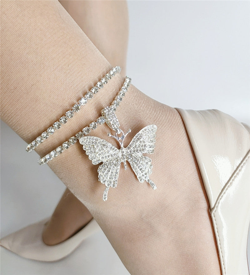 Anklet Diamond Butterfly Pendant Double