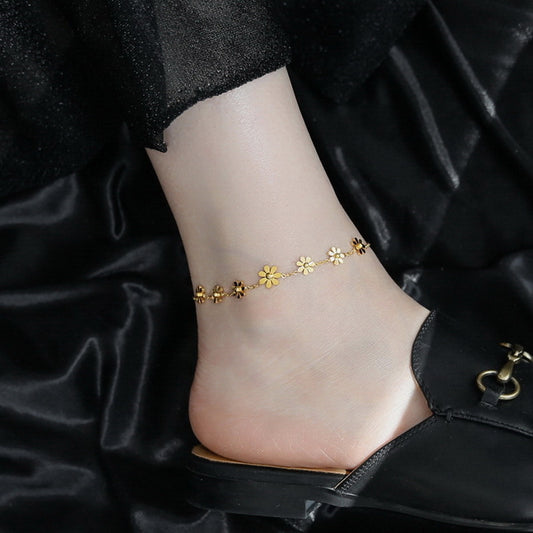 Anklet 18K Gold Exquisite Versatile Simple Sweet Daisy Design