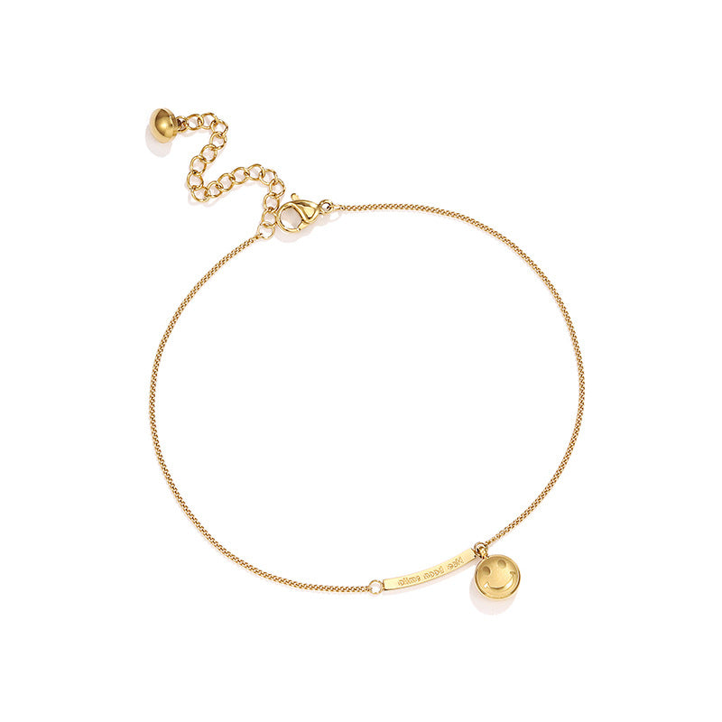 Anklet 18K Gold Fashion Light Luxury  Versatile Smiley Face Design