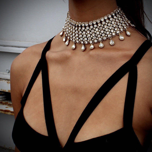 Necklace Choker Exaggerated Diamond Waterdrop Jewel