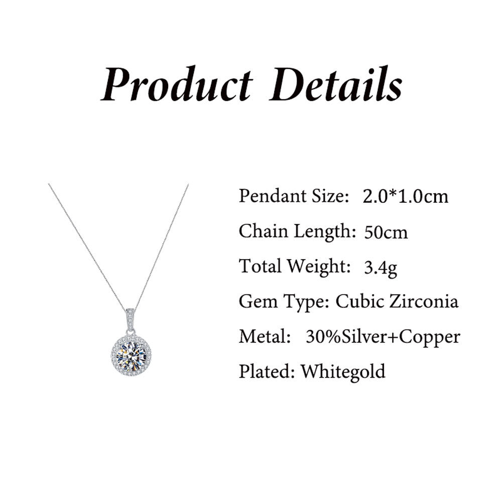 Necklace for Amazing Mom Simple Round Diamond Full Moon Night Design Gift Box