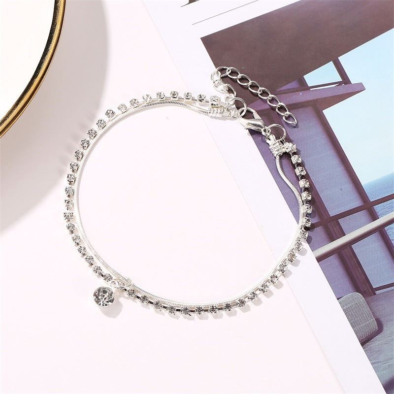 Anklet Exquisite personality double-layer diamond-encrusted snake bone chain design