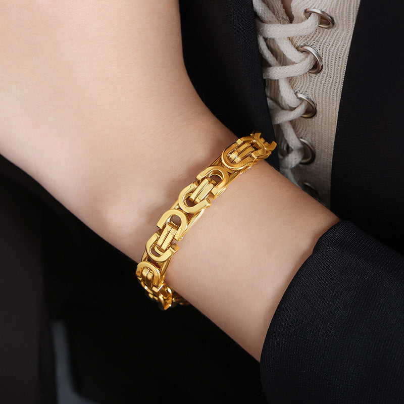 Bracelet 18K gold retro hip-hop style design