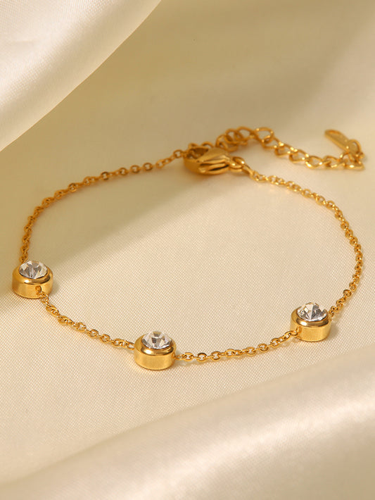 Bracelet 8K Gold Exquisite Versatile Fashion Inlaid Round Zircon Design