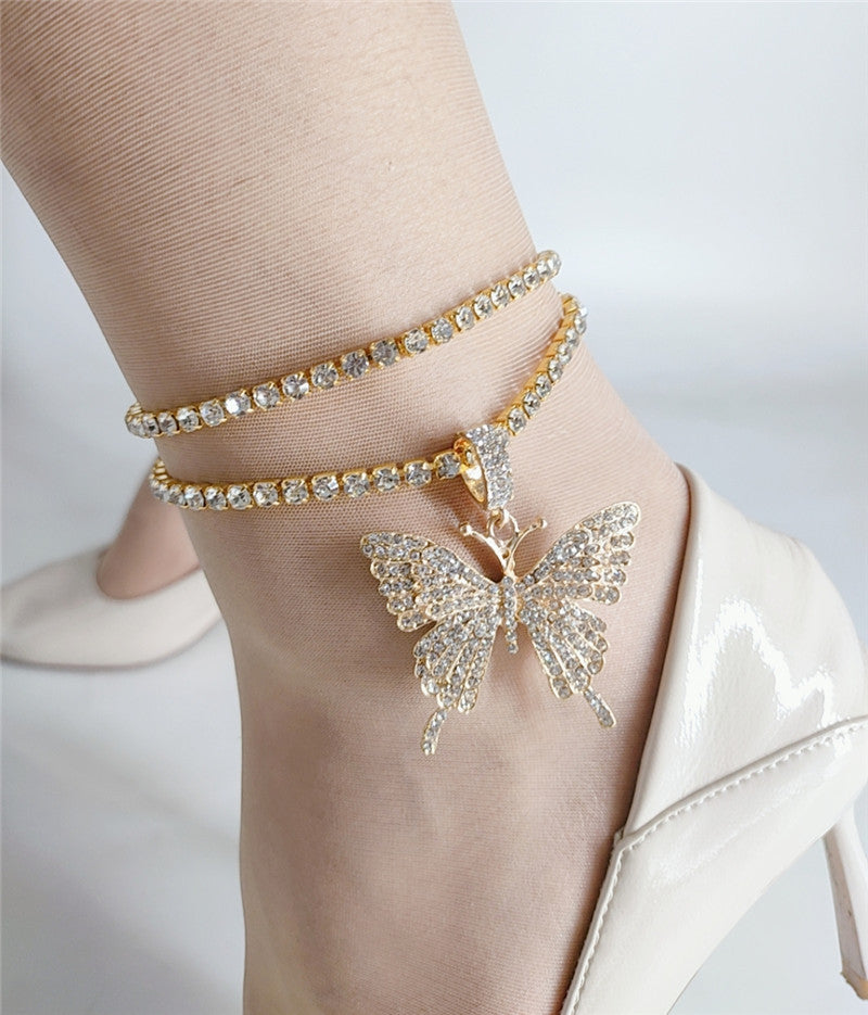 Anklet Diamond Butterfly Pendant Double