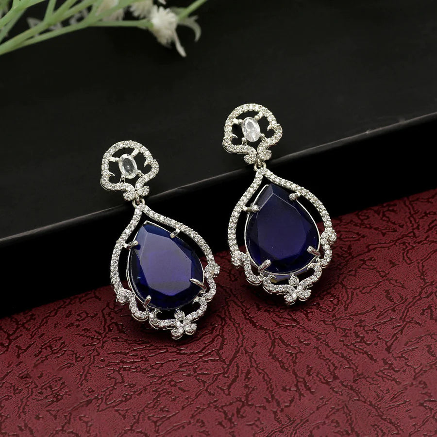 American Diamond Earrings For Women Silver Plated With 4 Colors Monalisa Stone Party Gift Jewelry