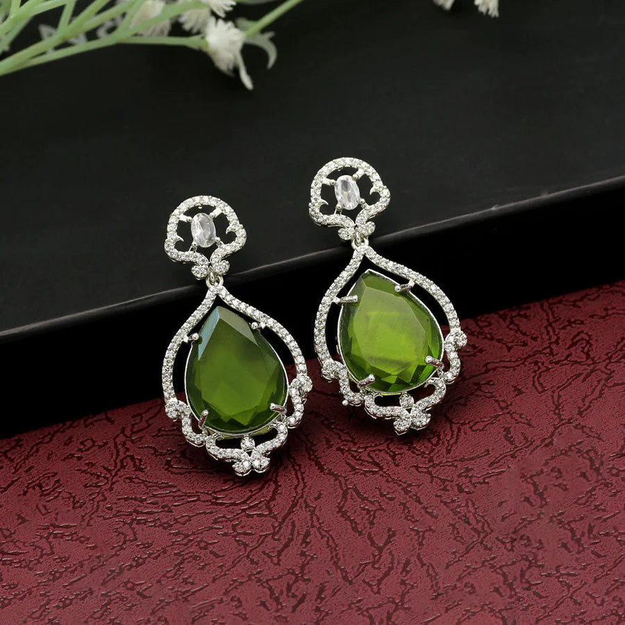 American Diamond Earrings For Women Silver Plated With 4 Colors Monalisa Stone Party Gift Jewelry