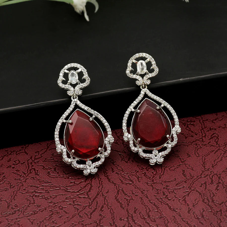 American Diamond Earrings For Women Silver Plated With 4 Colors Monalisa Stone Party Gift Jewelry