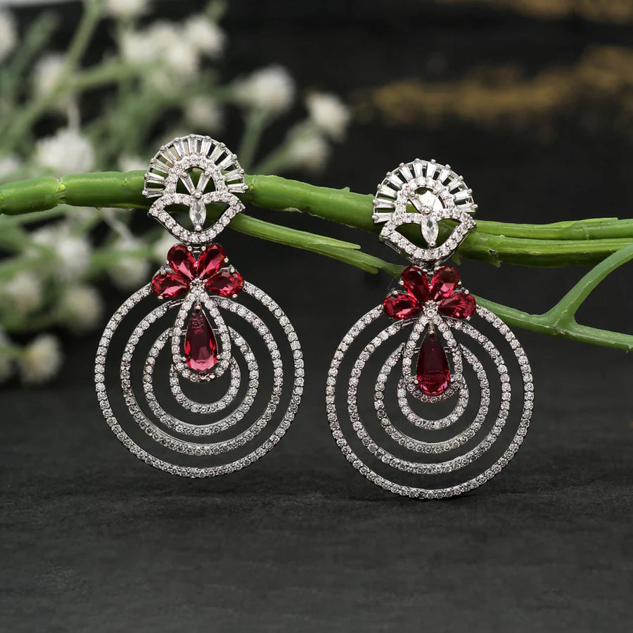 American Diamond Earrings Silver Plated Bridal Wedding Gift Jewelry For Women