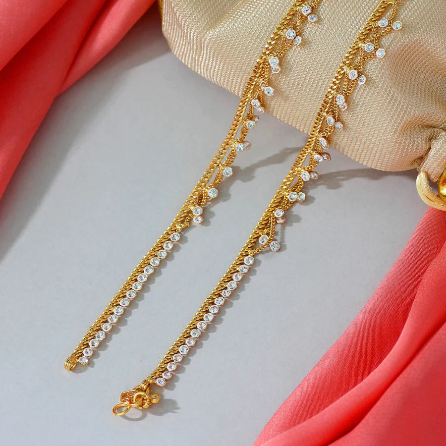 Anklets For Women Gold-Plated Rhinestones Party Wedding Sangeet Gift Jewelry