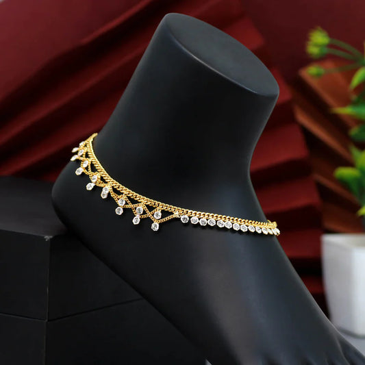 Anklets For Women Gold-Plated Rhinestones Party Wedding Sangeet Gift Jewelry