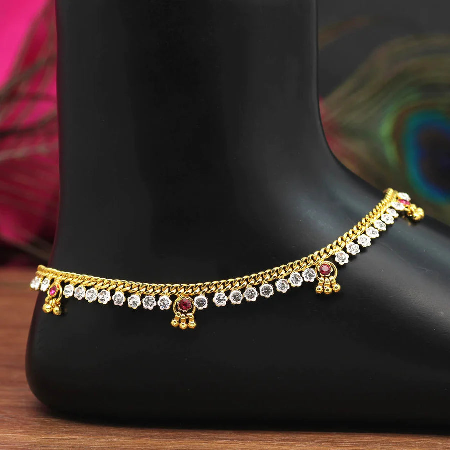 Anklets For Women Gold-Plated Rhinestones Party Wedding Sangeet Gift Jewelry