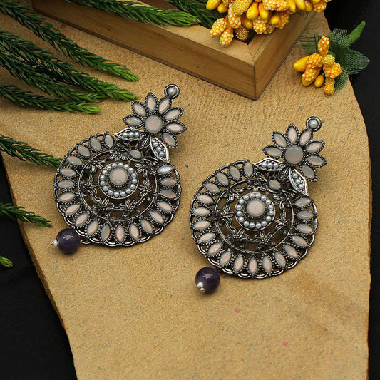 Antique Earrings For Women Gray Color Black Silver Plated New Bali Style Party Gift Jewelry