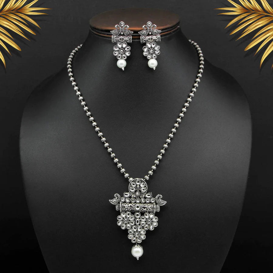 Necklace Set For Girls Oxidized Silver Plated Silver Color Gift Jewelry