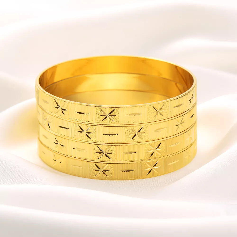 Bangles For Women 24K Gold Plated Fashion Jewelry For Brides Wedding Gifts