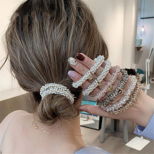 Hair Bands For Women Pearl Multicolor Beads Elastic Hair Rope Hair Accessories