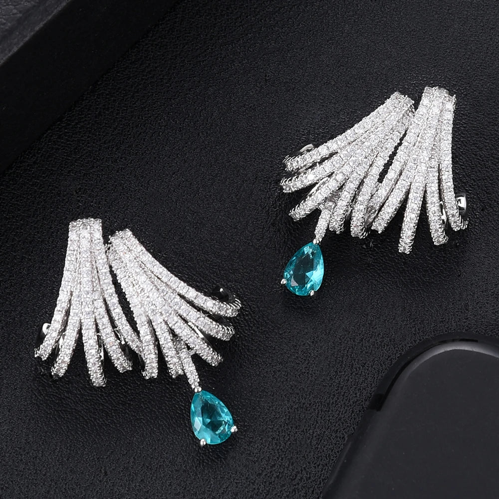 Earrings for Women Luxury Double Claws Stud Trendy Cubic Zircon Party Gift Wedding Jewelry