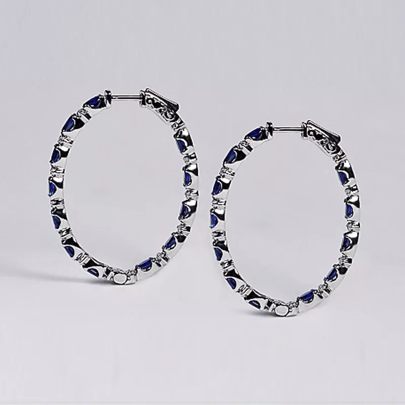 Earrings Hoop Style New Fashion Dazzling Blue/White Cubic Zircon Women Jewelry