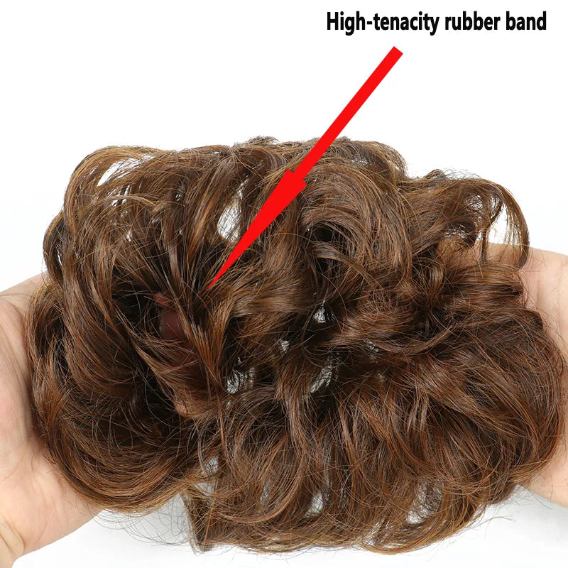 Hair Bun Synthetic Messy Bun Chignon Pad Elastic Hair Rope Donut Gary Brown Color Hair Extensions