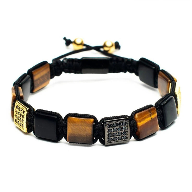 Bracelet Set Men New Fashion High Quality Natural Stone Square Beads Braided Jewelry