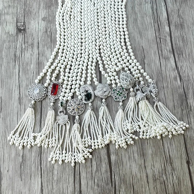 Necklace 1Pcs Handmade Charm Pendant Zircon CZ Micro Pave Connector, Shell Pearl Beads Chain Tassels Women Jewelry