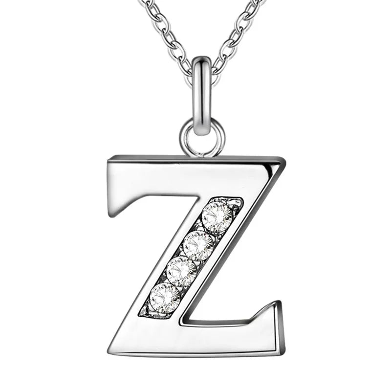 Necklaces Letter A-Z Silver Plated Silver Color Pendant Metal Stamp Trendy Jewelry