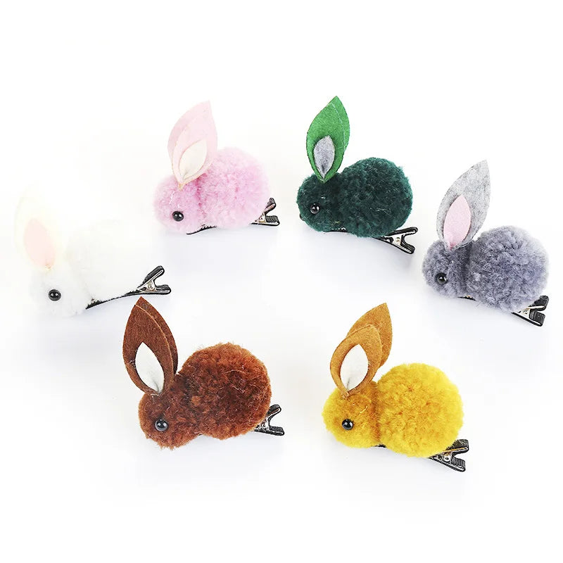 Hair Clips Girls Cute Rabbit Elastic Plush Bunny Hairpins Hair Accessories