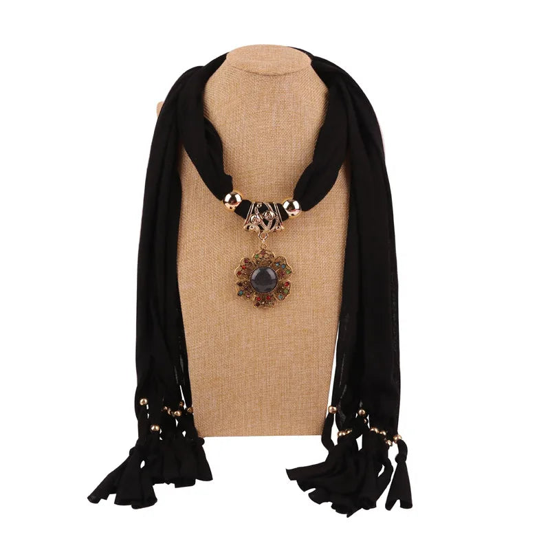 Necklace flower Pendant Scarf Women NEW Arrival solid Jewelry Statement  Neckerchief