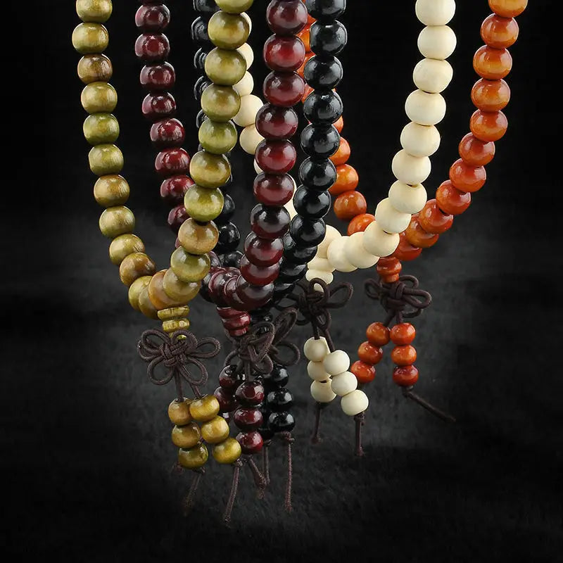 Bracelets 6mm Natural Sandalwood Wood Beads Buddhist Prayer Beaded Knot 4-Layer Wrist Chain Men Women