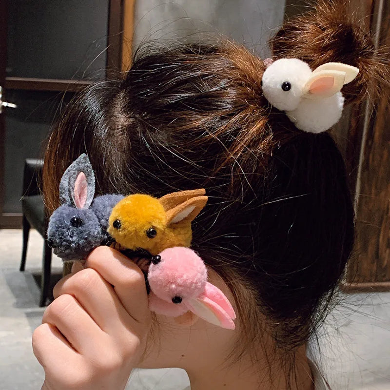 Hair Clips Girls Cute Rabbit Elastic Plush Bunny Hairpins Hair Accessories