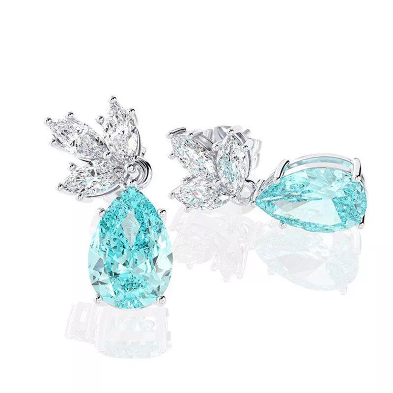 Earrings for Women New Fashion Elegant Drop Aesthetic Light Blue CZ High Quality Jewelry