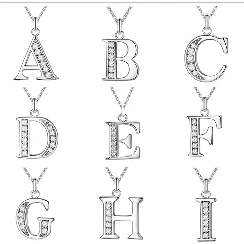 Necklaces Letter A-Z Silver Plated Silver Color Pendant Metal Stamp Trendy Jewelry