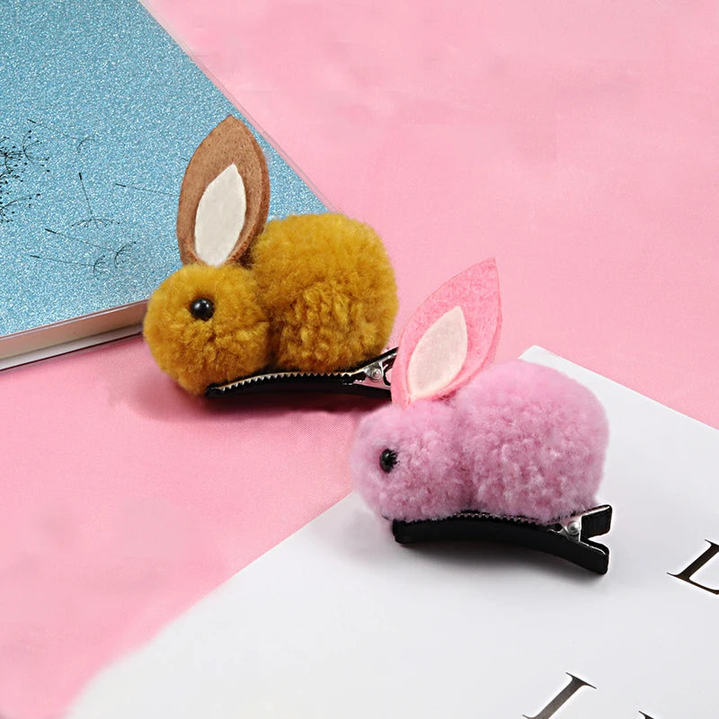 Hair Clips Girls Cute Rabbit Elastic Plush Bunny Hairpins Hair Accessories