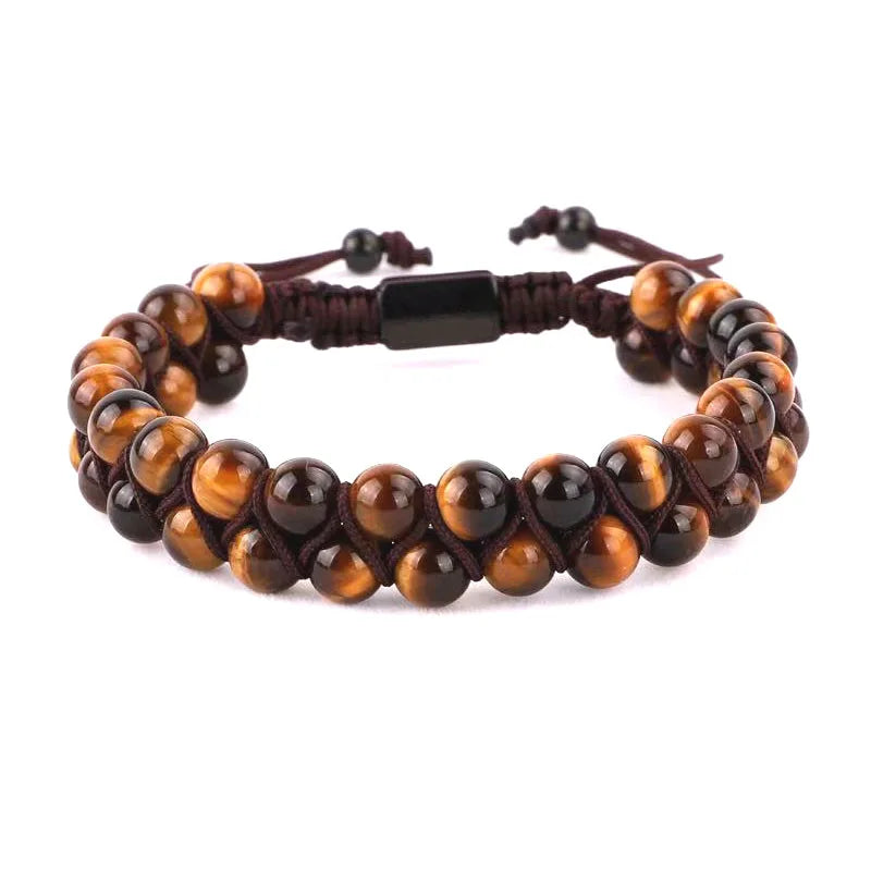 Bracelet Set Men New Fashion High Quality Natural Stone Square Beads Braided Jewelry