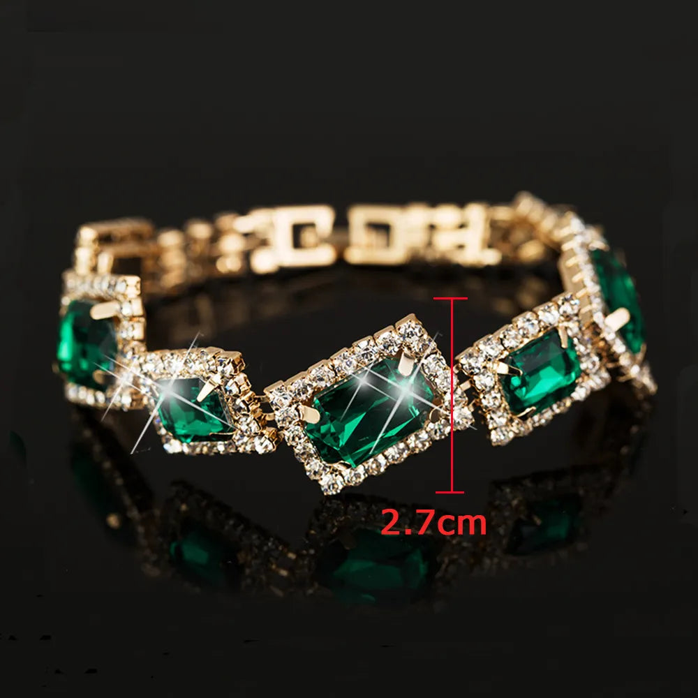 Bracelets & Bangles Women Crystal Shiny Rhinestone Love Charm Link Chain Wedding Bracelet Jewelry