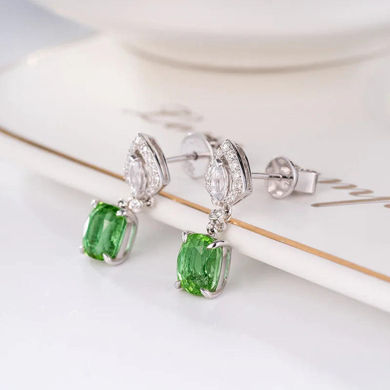 Earrings Elegant Drop Style Simulation Tourmaline  Apple Green Zircon Color