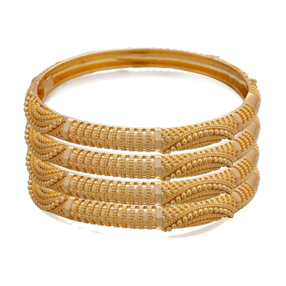 Bracelet Bangles For Women 4Pcs/lot 24K Dubai Gold Color Bridal Wedding Gifts PartyJewelry