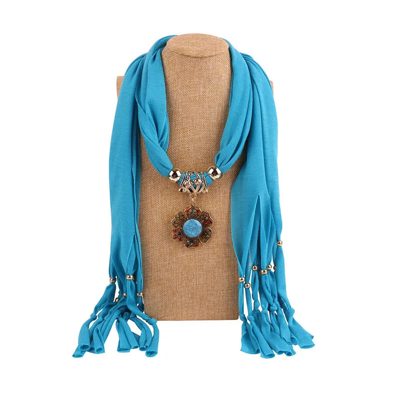 Necklace flower Pendant Scarf Women NEW Arrival solid Jewelry Statement  Neckerchief