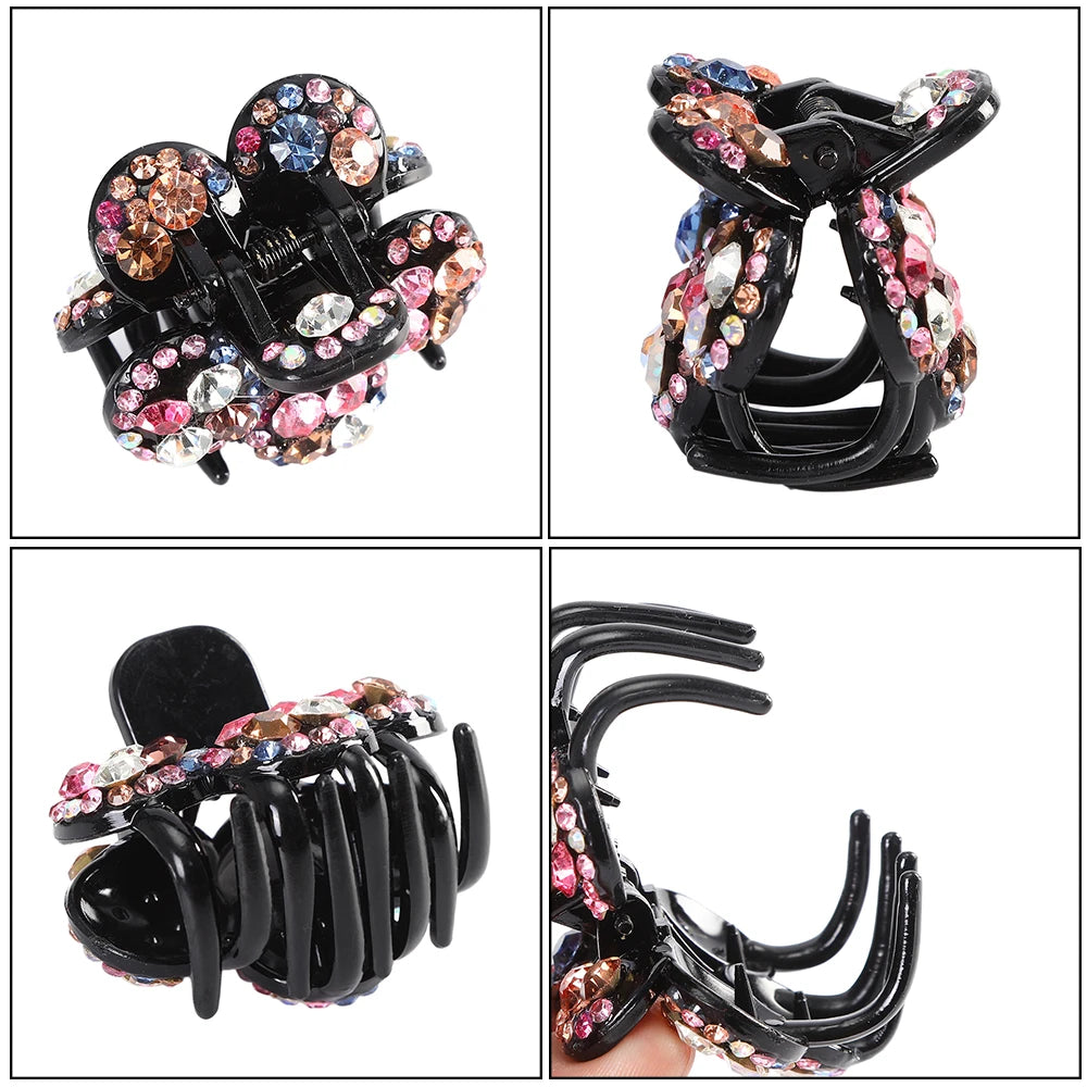 Hair Claws Clips Women Fashion Rhinestone Crystal Flower Hairpins Clamps Ponytail Barrette Girls Hair Accessories