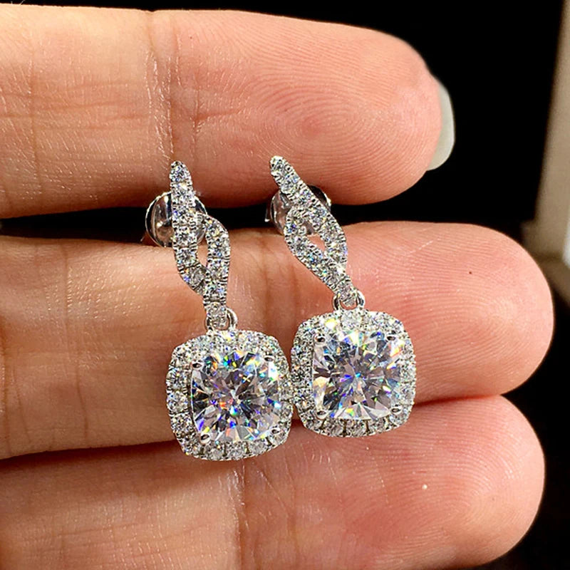 Earrings For  Women With Shiny CZ Stone Temperament Drop Earrings Fancy Fashion Gifts Wedding Engagement Jewelry