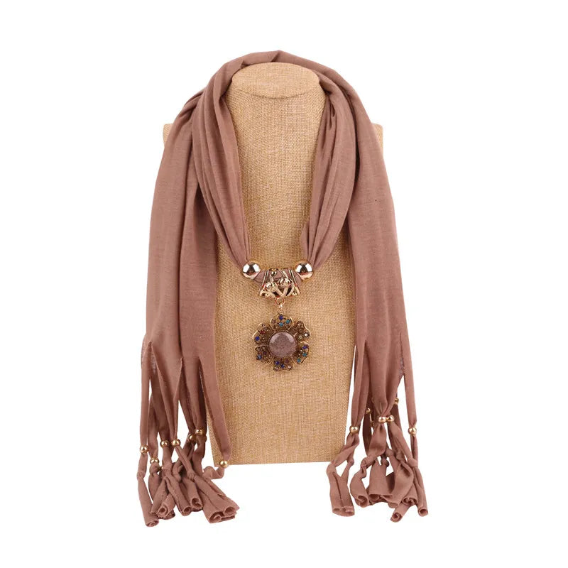 Necklace flower Pendant Scarf Women NEW Arrival solid Jewelry Statement  Neckerchief