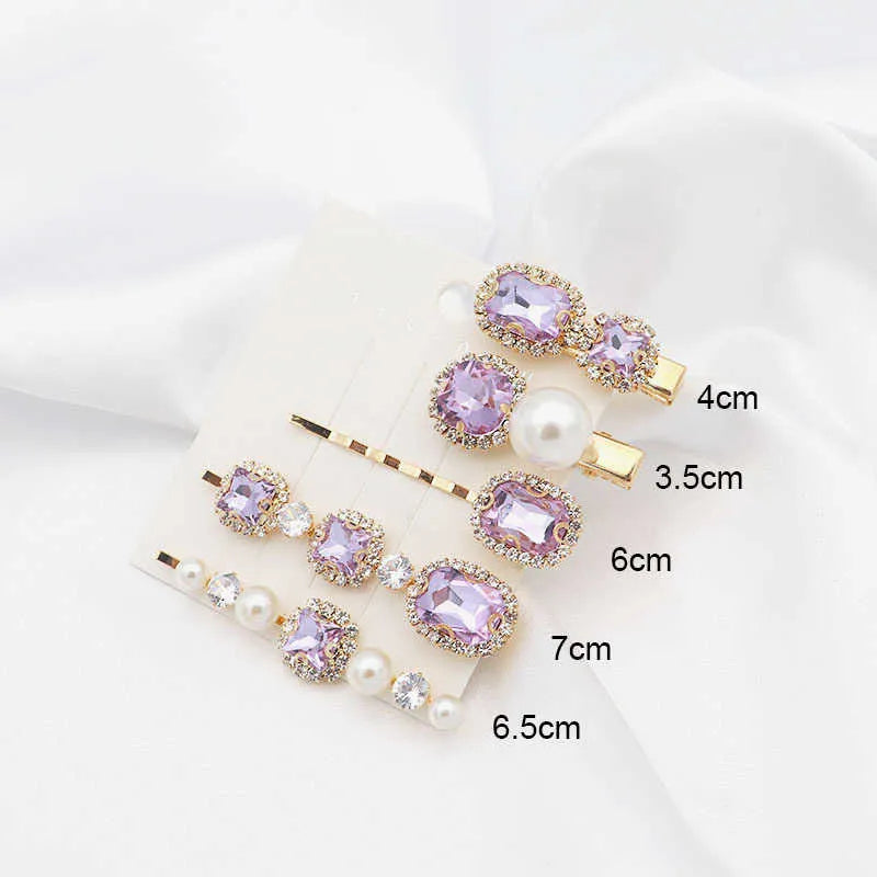 Hair Clips Fashion Jewelry 1 Set for Girls Women Luxury Crystal Pearl Barrettes Pins Gift