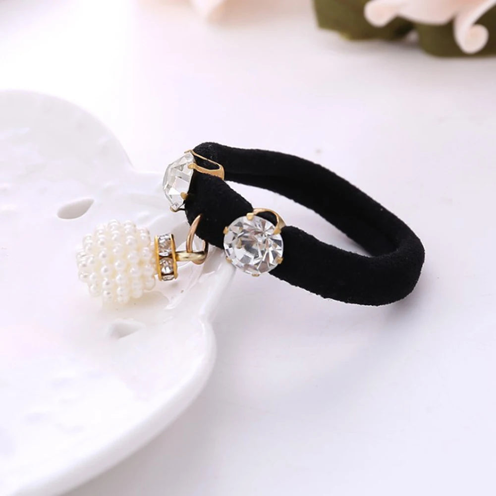 Hair Rubber band 1 Pcs Big Diamonds Black Shiny Rhinestone Seamless Elastic Hot Sale Hair Accessories